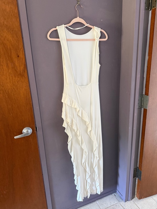 AFRM White High-Low Ruffle One-Shoulder Gown - Picture 6 of 9